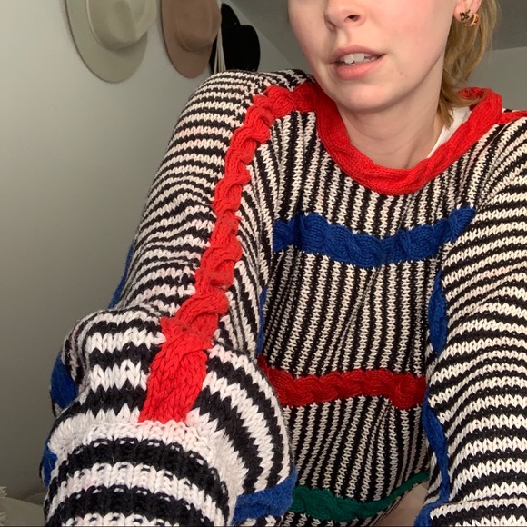 Vintage Sweaters - DONATED Vintage Striped Primary Colors Sweater